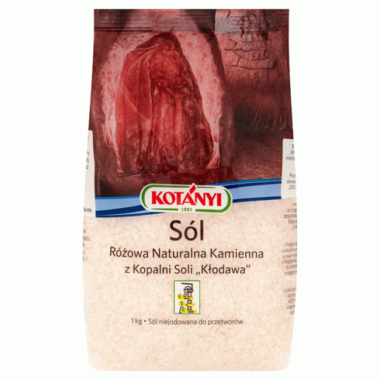 Sól Kłodawa różowa naturalna kamienna drobna 1 kg Kotányi